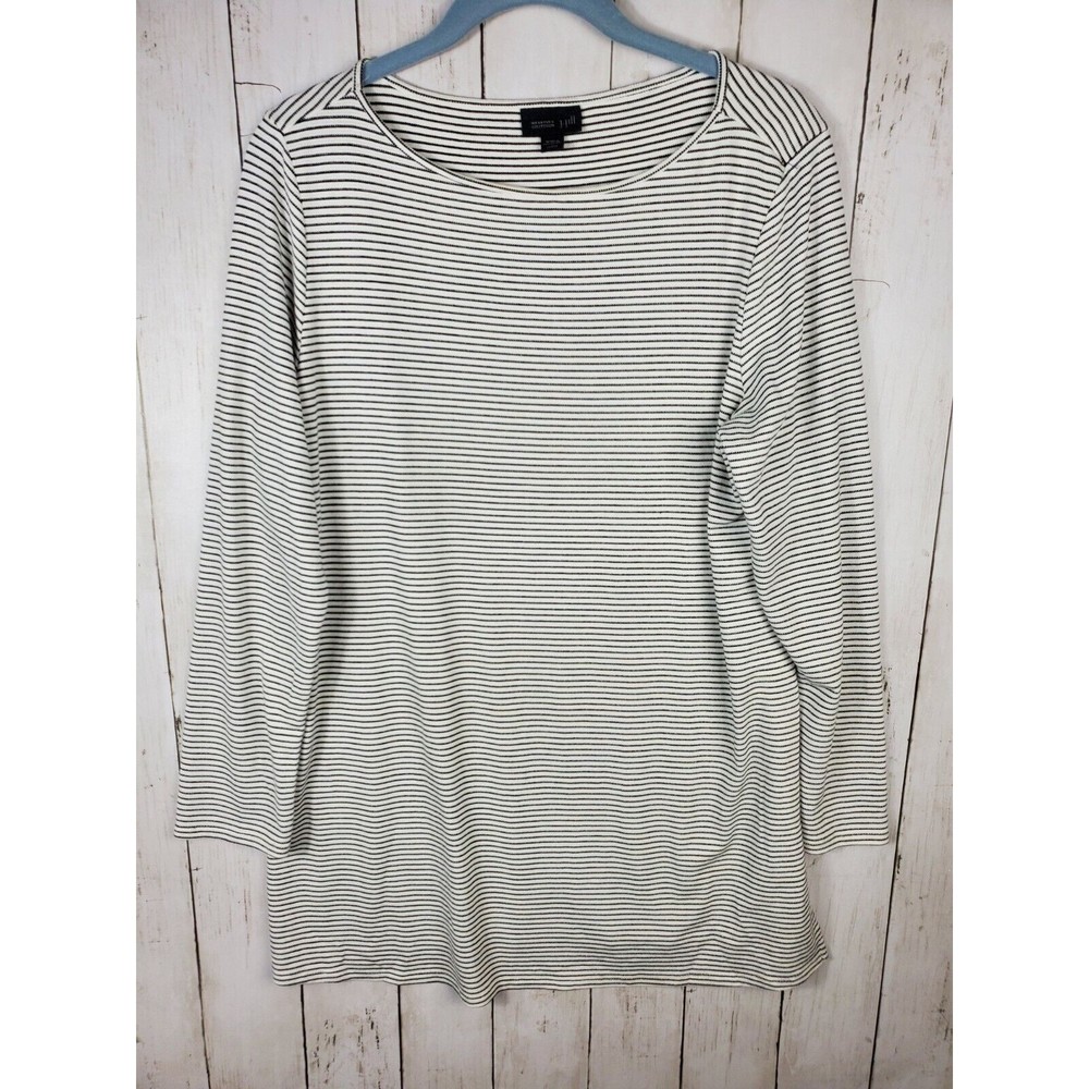 J.JILL Wearever Collection Womens Stripe Long Sleeve Top Tunic Shirt Size MP GUC